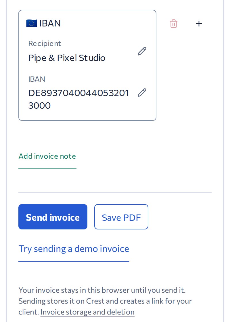 Send an invoice link to your client, then copy the link