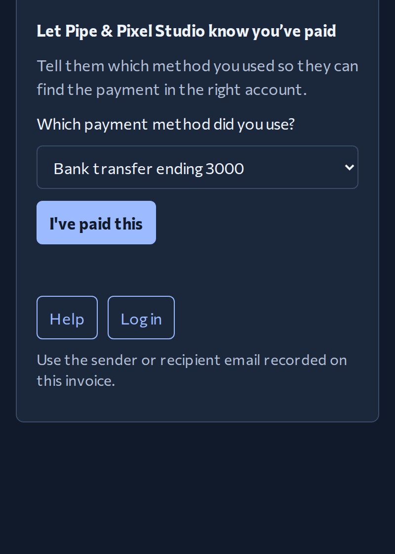 A client reports payment and the owner sees the report